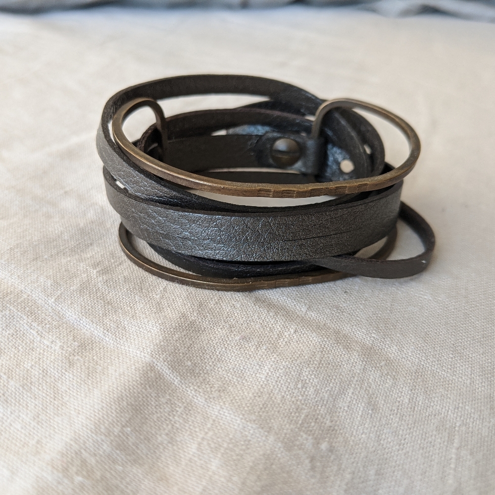 Rough & Tumble Cuff, Bronze Metal, Pewter Wrap